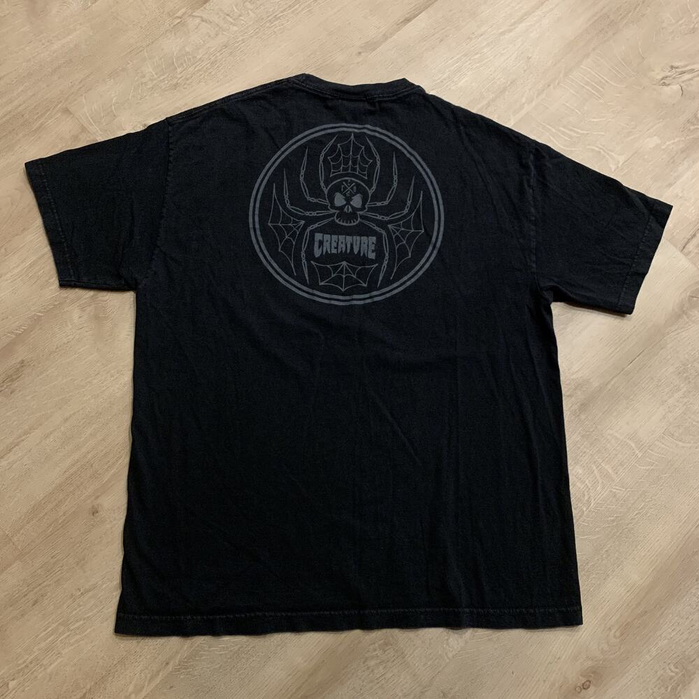 Vintage Y2K NHS Creature Skateboards T-Shirt Men's XL Spider Graphic Tee Black